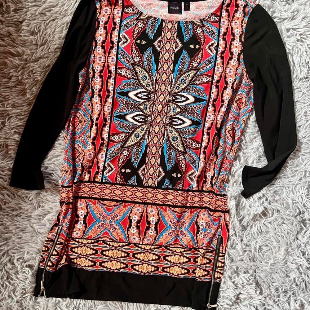 Rafaella Multicolor Floral Witchy Boho Indie Hippie Patchouli Granola Zipper Top